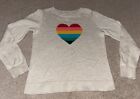Gap Kids Girls Crew Neck Sweater Size Large Rainbow Heart Long Sleeved 