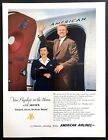 1951 Actors Jane Wyman Van Johnson on Plane photo American Airlines print ad