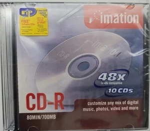 Imation CD-R 10 Pack 48X 700MB 80 min NUEVO SELLADO Plus 4 discos adicionales total 14 - Imagen 1 de 3