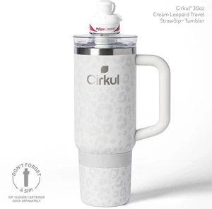 Neu Cirkul 30oz StrawSip doppelwandig isoliert Edelstahl weiß Leopard - Bild 1 von 4