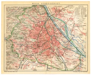 WIEN WIEN Vintage Original Karte datiert 1907 Stadtplan ÖSTERREICH-UNGARN - Bild 1 von 11