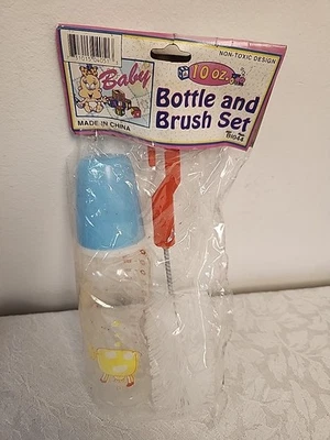 Винтажный набор детских бутылочек и щеток с принтом коровы новый из старых запасов 10 унций - Изображение 1 из 4