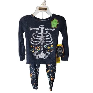 Trick or Treat Sleep 2 Pezzi Halloween Glow in the Dark PJ Set - Taglia 2T - Foto 1 di 3