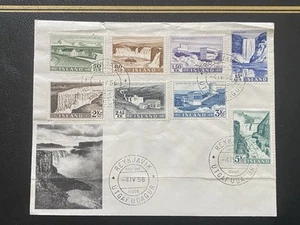 ICELAND 1956 POWER PLANTS & WATERFALLS SG#335/42 ON SCARCE ILLUSTRATED FDC - Picture 1 of 3