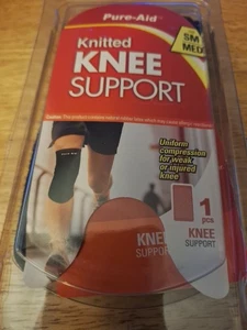 Pure-Aid gestrickte Kniebandage Größe Small/Medium schwarz gleichmäßige Kompression neu - Bild 1 von 5