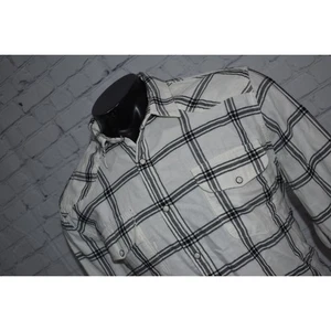 Camicia western jeans marca Lucky uomo 2XL bottoni perlati bottoni a pressione bianco grigio plaid - Foto 1 di 6