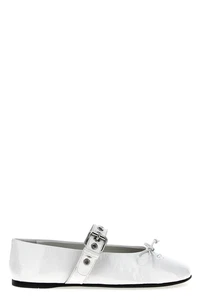 MIU MIU Buckle and Bow White Leather Ballerina Flats New And Authentic - Picture 1 of 4