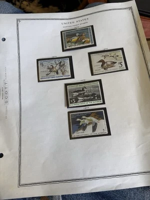 5 Duck Stamps 1973-1977 MNH OG in Crystal Mounts - Image 1 of 4