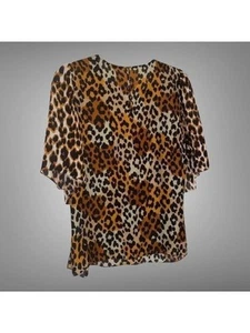 KOBI HALPERIN Womens Black Silk Keyhole Back Short Sleeve Round Neck Blouse XXL - Picture 1 of 3