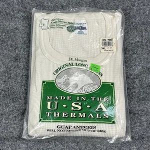 VTG JE Morgan Thermal Shirt Mens 3XL White Waffle Knit USA Base Layer NOS - Picture 1 of 6