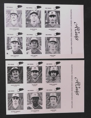 (2) Lote de hojas sin cortar McCurdy's Rochester Red Wings 1977 Foto 1 de 2