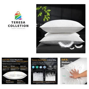 Juego de 2 almohadas de pluma de ganso tamaño king de hotel de plumón de ganso blanco para... - Imagen 1 de 9