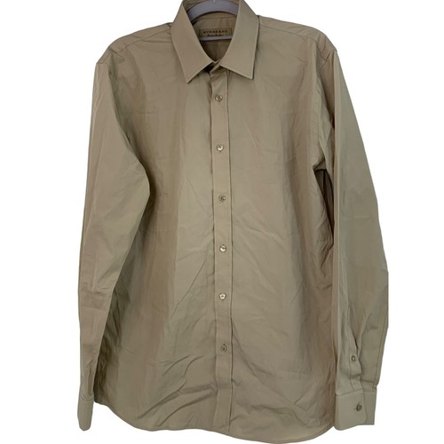 Camicia elegante Burberry uomo vestibilità moderna beige manica lunga bottoni taglia 15 collo 7814