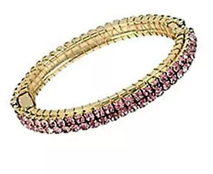 Miriam Haskell Sparkle Sphere Pink Crystal Hinge Bangle Bracelet - Picture 1 of 1