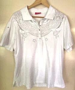Size 42 Designer TogetHer By EziBuy Cool Comfortable White Blouse Embroidery - Picture 1 of 6