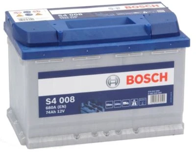 BATTERIA AUTO AVVIAMENTO BOSCH 74 AH 680A 12V S4008 SENZA START/STOP POSITIVO DX - Immagine 1 di 4