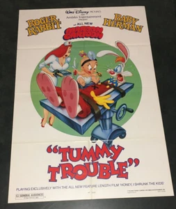 Póster de la película Tummy Problem 1989 original casi nuevo/DS 27x41 ¡Roger Rabbit dibujos animados corto! - Imagen 1 de 2