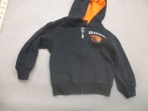 GEN2 Size 4T Boys Black Athletic Full Zip Cotton Hooded Fleece Lined Hoodie 280 - Picture 1 of 7