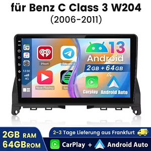 2G+64G Android 13 Carplay 8-Kern Autoradio Für Mercedes Benz C Klasse W204 S204 - Bild 1 von 13
