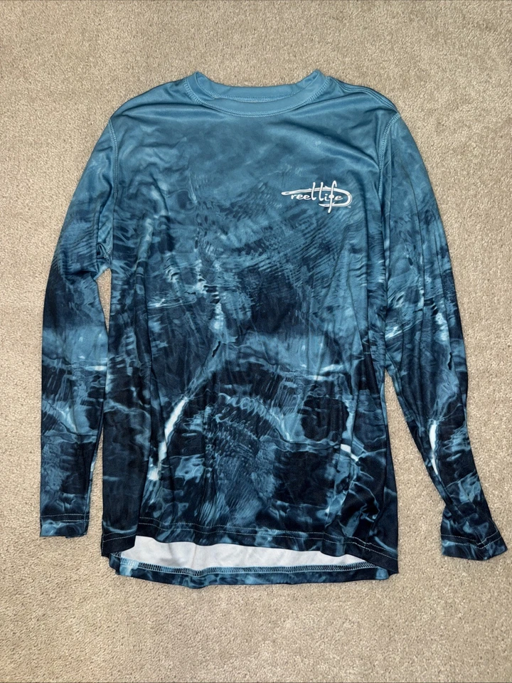 Camisa de manga larga "Reef Life" de segunda mano para hombre talla M tema azul océano. Nº 475 Foto 1 de 3