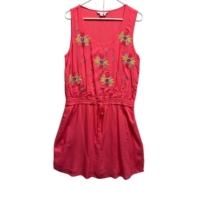 Vestido de verão feminino Boden bordado de algodão cordão cintura rosa - Imagem 1 de 4