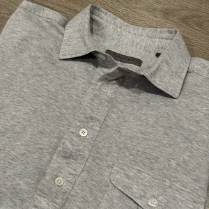 Corneliani Poloshirt Herren 16,5/42 L grau Langarm Kragen Seidenmischung Tasche - Bild 1 von 11