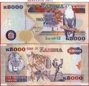 ZAMBIA 5.000 5000 KWACHA 1992 P 41a XF++ spedizione gratuita da 100€ - Foto 1 di 6