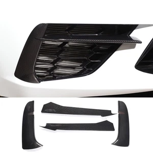 Carbon Fiber ABS Front Bumper Grille Intake Trim For Chevrolet Corvette C8 2020+ - Picture 1 of 12