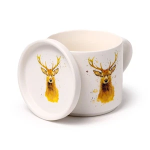 Jan Pashley Stag Porcelain Mug & Coaster Lid Set Christmas Gift Coffee Tea - Picture 1 of 3