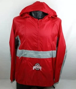 Ohio State Men Pullover Windbreaker Hoodie Jacket Red Nylon Zip Pocket Sz Large - Picture 1 of 11