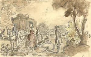 Harold Hope Read, Horse & Carriage – Early 20th-century watercolour painting - Picture 1 of 2
