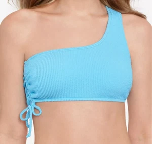 $20 Salt + Cove Juniors Sandy Ribbed One-Shoulder Bikini Top Blue Size Large - Picture 1 of 1