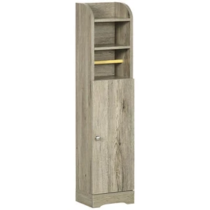 kleankin Mobile Bagno Salvaspazio con Armadietto e Ripiani 23x18x100cm Grigio - Foto 1 di 10
