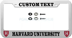 License Plate Frame Stainless Steel Chrome Vinyl Letters for HARVARD UNIVERSITY - Foto 1 di 4