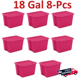 8-PCS 18 Gal Household Storage Containers Tote Garage Box Plastic Stackable Bin - Picture 1 of 8