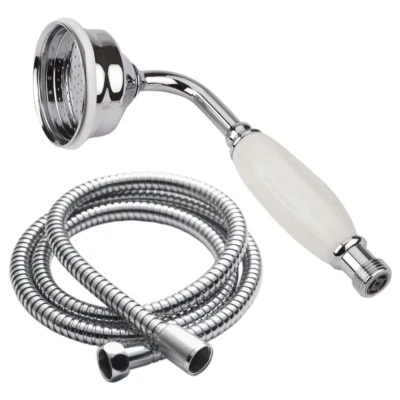 FITHEOWNER Chrome Traditional Victorian Rain Shower Handset Head & 1.5M Metre Flexi Hose