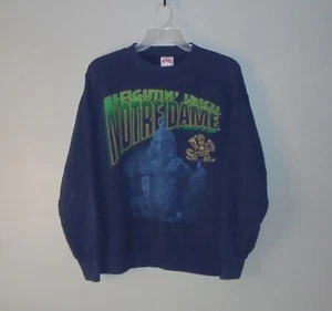 Notre Dame Fightin' Irish Nutmeg Mills Blue Sweatshirt Adult Medium Vintage 90s - Picture 1 of 6