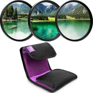 55MM Lens Filter Kit UV Polarizer Filter Neutral Density ND4+ Lens Filter Case - Picture 1 of 7