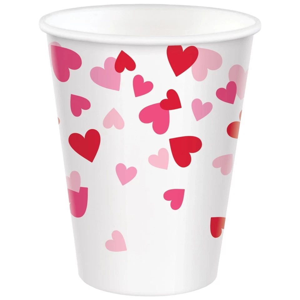 Cross My Heart Valentines Day 8 Ct 9 oz Pink Red Paper Hot Cold Cups - Image 1 of 1