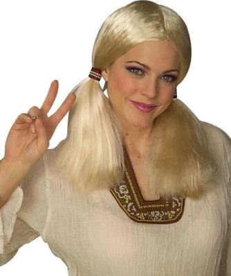 Peluca Disfraz Niña Hippie Rubia Adulta Foto 1 de 2