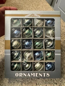 SHINY BRITE Mini Nordic Old World Style Christmas Ornaments Set of 20 BLUE GREEN - Picture 1 of 1