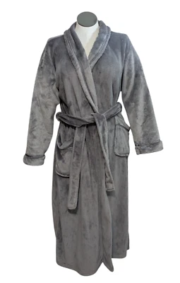 Bata de baño Carole Hochman envolvente de felpa para mujer XL gris bolsillos con cinturón acogedora suave Foto 1 de 4