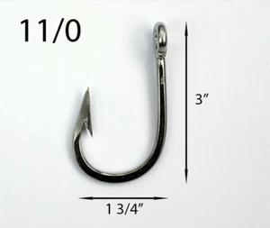 PACK OF 10 Stainless Big Game Sword 11/0 Fishing Hooks Marlin Shark - Picture 1 of 1