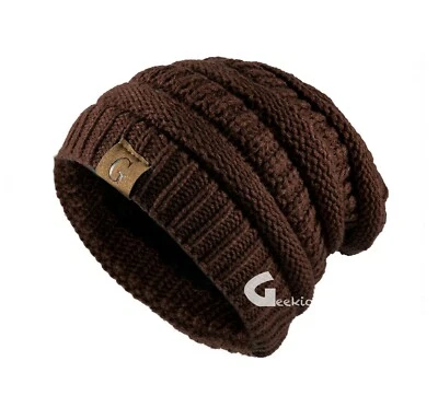 针织懒散宽松豆豆超大冬季帽子滑雪懒散帽头骨女式 — 第 1/2 张图片