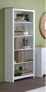 White Tall Bookcase Storage Display Shelving Unit 5 Tier Bookshelf Shelves Stand - Picture 1 of 6