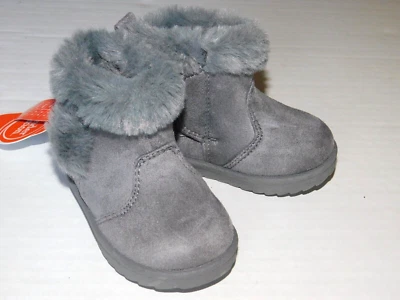 Infant Toddler Girl Boots Size 3 (3-6 Months) Gray Easy On Easy Off - Image 1 of 4
