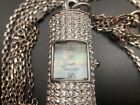 VICTORIA WIECK BEVERLY HILLS Pave Crystal Watch Pendant Silver Art Deco Long 