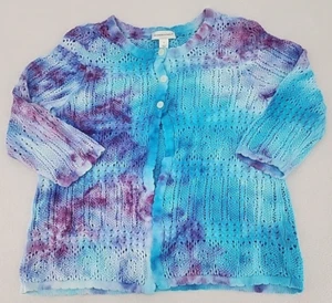 Christopher & Banks Shrug 3 Buttons Cardigan Women's XL Procion Ice Tie Dyed - Picture 1 of 22