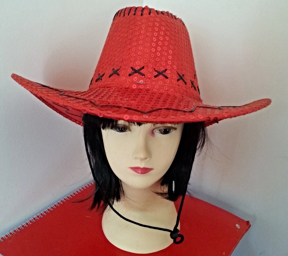  Red Sequin Cowboy Cowgirl Hat Party Costume/Christmas - image 1 of 1