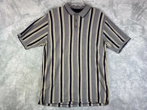 VTG Trader Bay Polo Men's Golf Shirt Striped Railroad Short Sleeve Cotton Size L - Picture 1 of 8